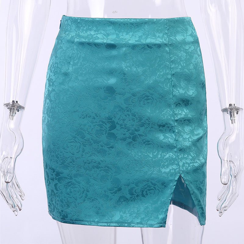 Satin jacquard skirt summer - Nkayo Fashion