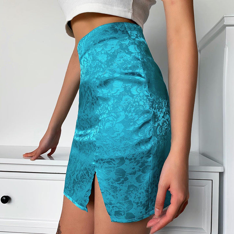 Satin jacquard skirt summer - Nkayo Fashion