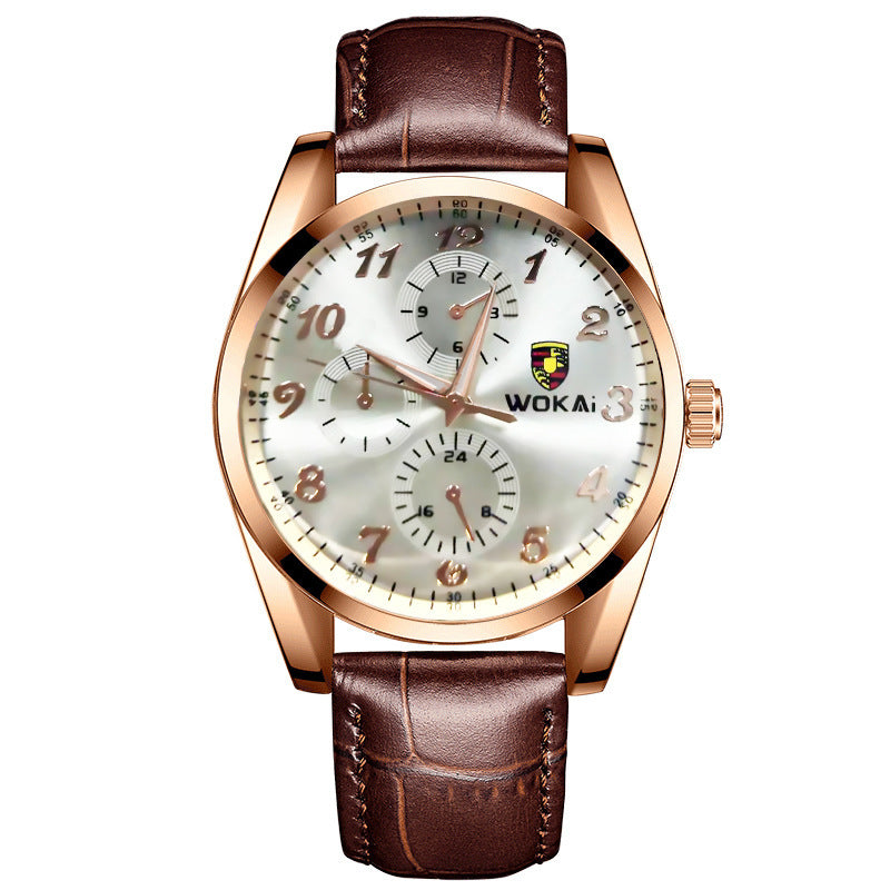 Fashion Simple Fake Three-eye Steel Belt Quartz Watch - Nkayo Fashion