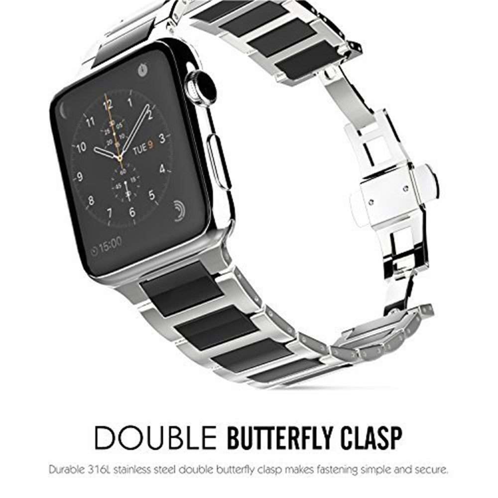 Universal Stainless Steel And Black Ceramics Apple Stainless Steel Strap - Nkayo Fashion