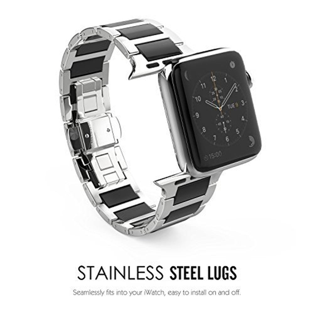 Universal Stainless Steel And Black Ceramics Apple Stainless Steel Strap - Nkayo Fashion