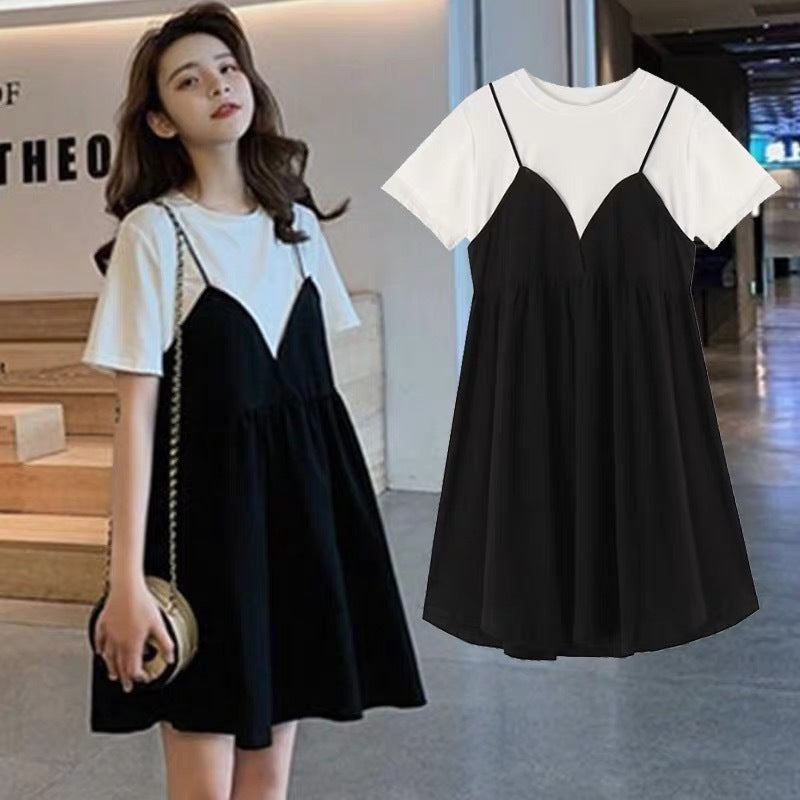 Fake Two Pieces Summer Small Loose Maternity Dress Summer Dress - Nkayo Fashion