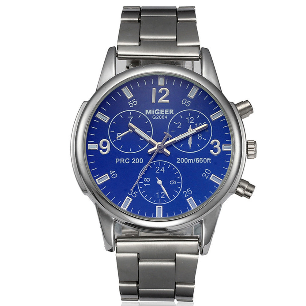 Fashion Simple Fake Three-eye Steel Belt Quartz Watch - Nkayo Fashion