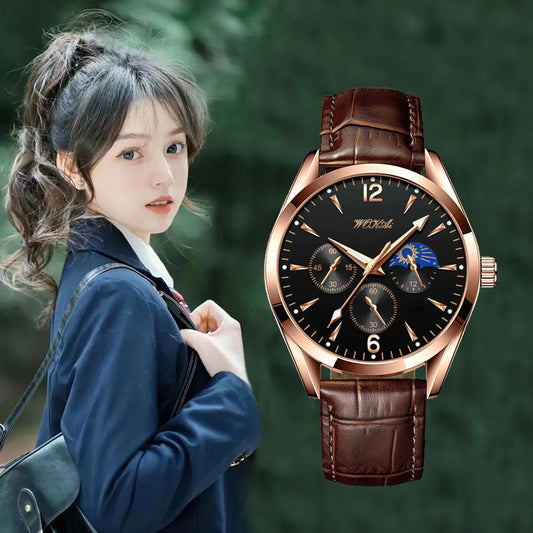 Fashion Simple Fake Three-eye Steel Belt Quartz Watch - Nkayo Fashion
