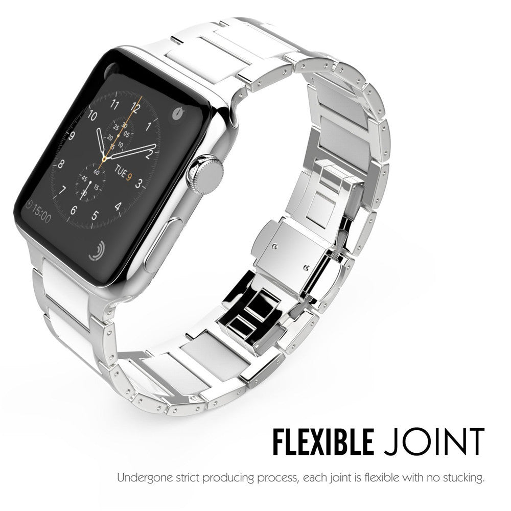 Universal Stainless Steel And Black Ceramics Apple Stainless Steel Strap - Nkayo Fashion