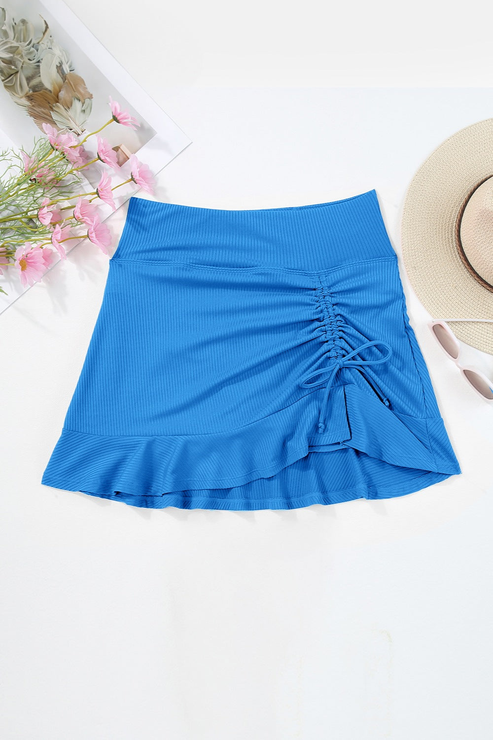 Ruched Elastic Waist Swim Skirt - My Store