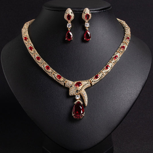 Personalized Fashion Zircon Snake Necklace Earrings Suit - Nkayo Fashion