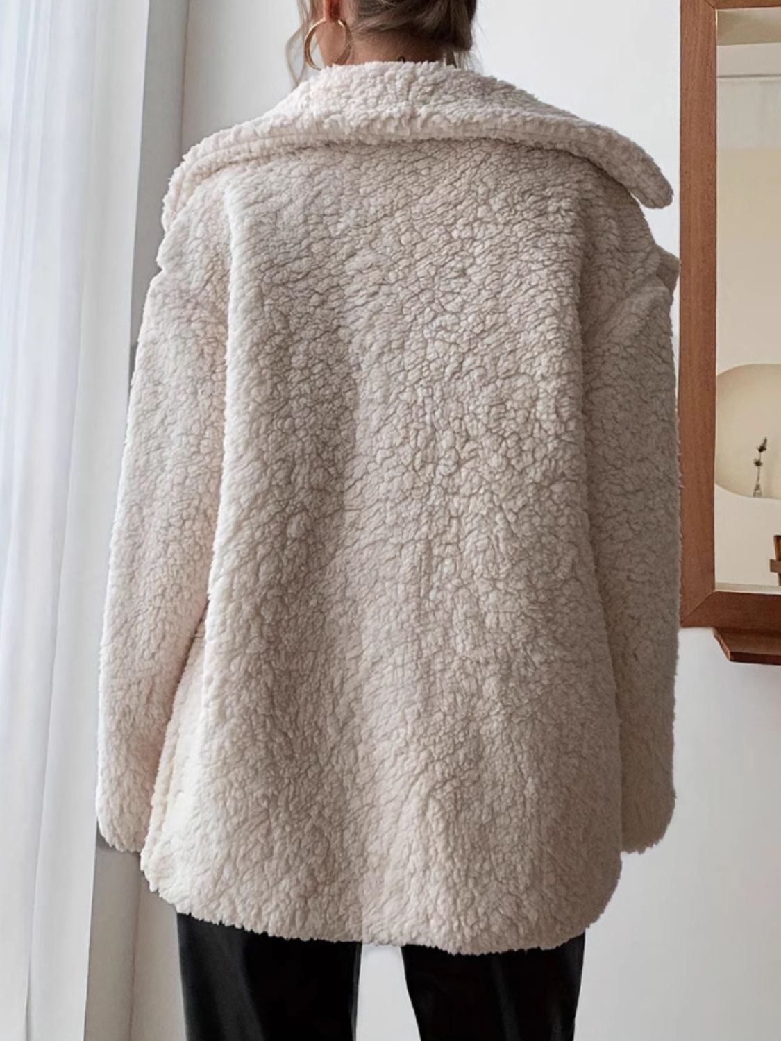 Fuzzy Open Front Long Sleeve Coat - My Store