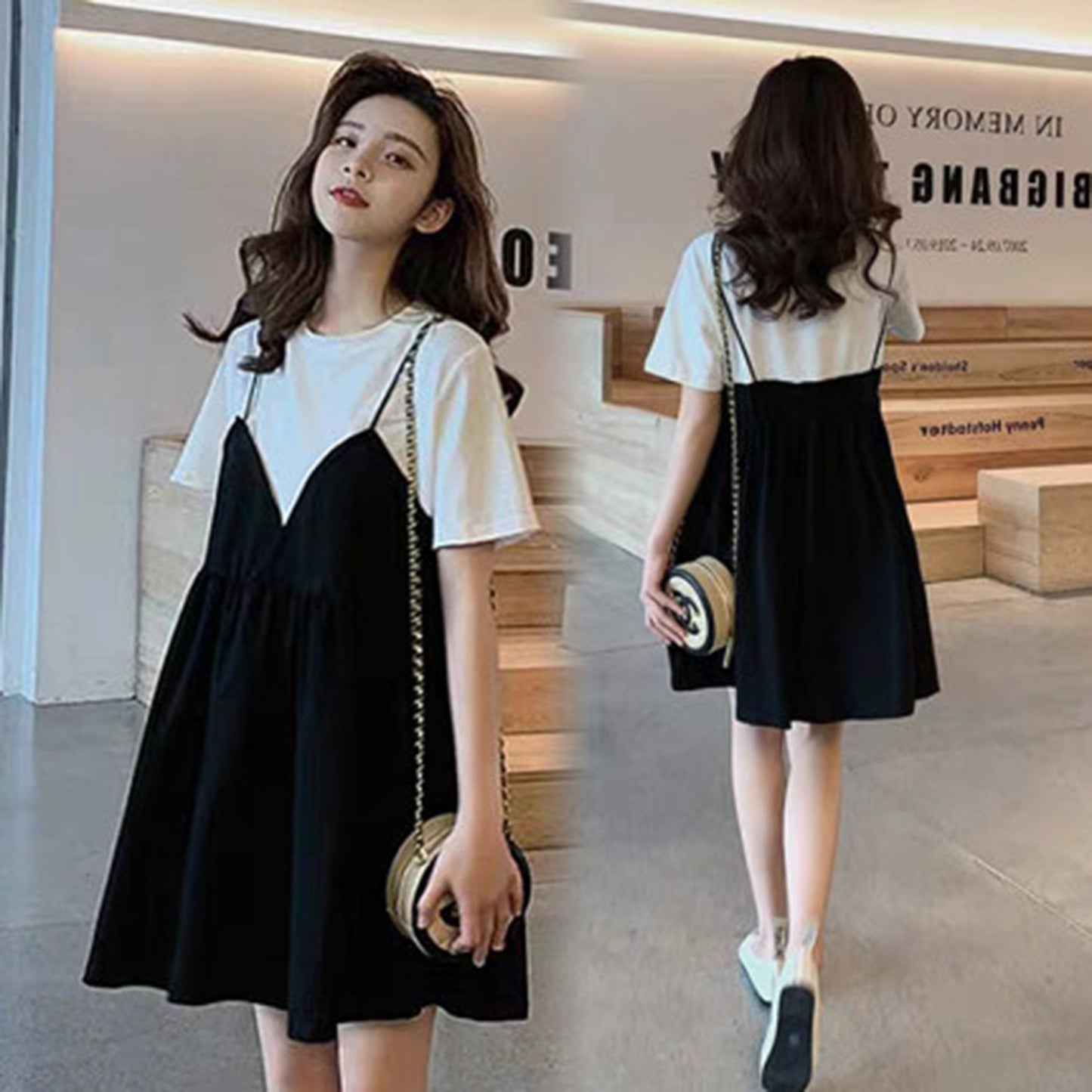Fake Two Pieces Summer Small Loose Maternity Dress Summer Dress - Nkayo Fashion