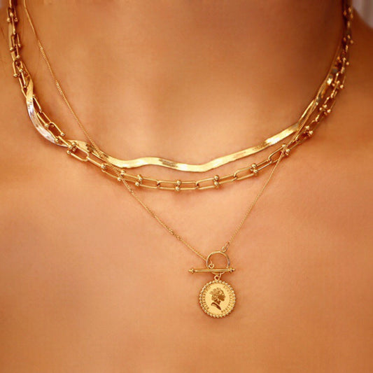 Gold Retro Round Brand Pure Jewelry Necklace - Nkayo Fashion